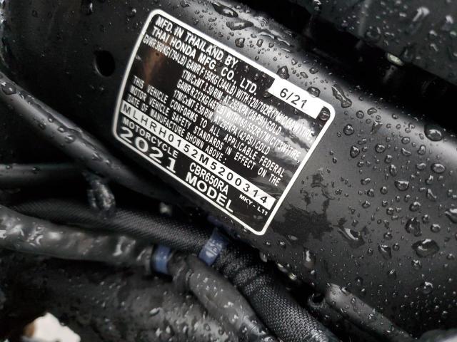 MLHRH0152M5200314 - 2021 HONDA CBR650 RA BLACK photo 9