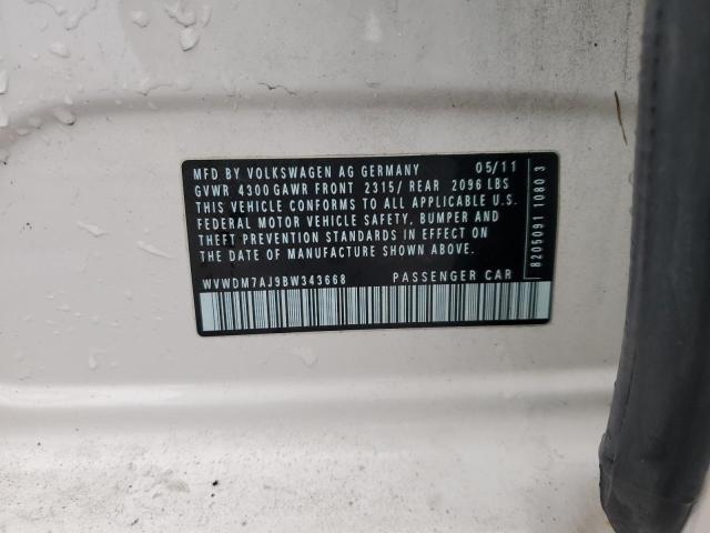 WVWDM7AJ9BW343668 - 2011 VOLKSWAGEN GOLF Սպիտակ լուսանկար 12