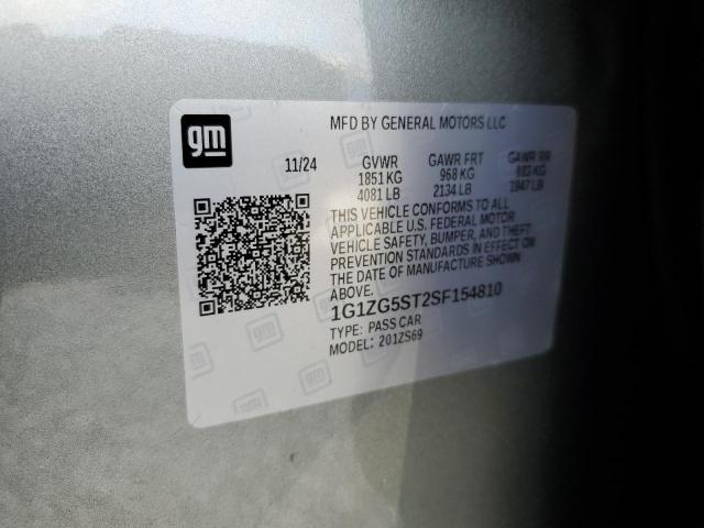 1G1ZG5ST2SF154810 - 2025 CHEVROLET MALIBU RS 灰色 照片 12