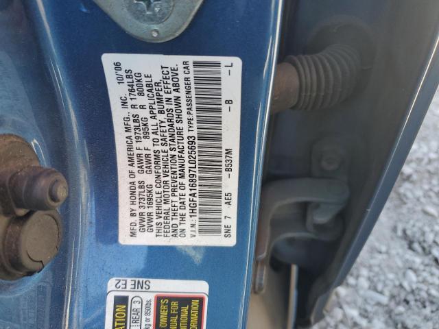 1HGFA16897L025693 - 2007 HONDA CIVIC EX BLUE photo 12