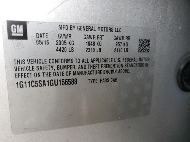 1G11C5SA1GU156588 - 2016 CHEVROLET MALIBU LIM LT 银色 照片 12