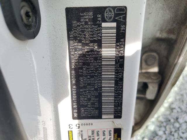 2T1BR32E86C662965 - 2006 TOYOTA COROLLA CE WHITE photo 12