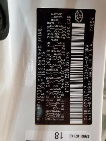 4T1BK1EB9DU032135 - 2013 TOYOTA AVALON BASE 白色 照片 13