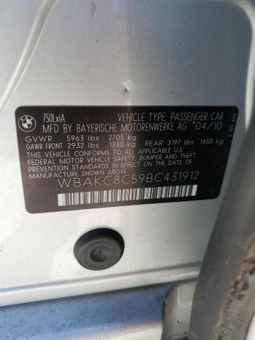 WBAKC8C59BC431912 - 2011 BMW 750 LXI SILVER photo 12