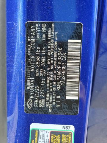 KMHLP4AG2PU533946 - 2023 HYUNDAI ELANTRA LIMITED BLUE photo 13