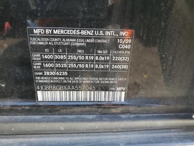 4JGBB8GBXAA557045 - 2010 MERCEDES-BENZ ML 350 4MATIC BLACK photo 13