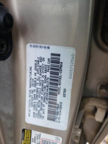 4T1BE30K34U801576 - 2004 TOYOTA CAMRY 4D 2 LE GOLD photo 12