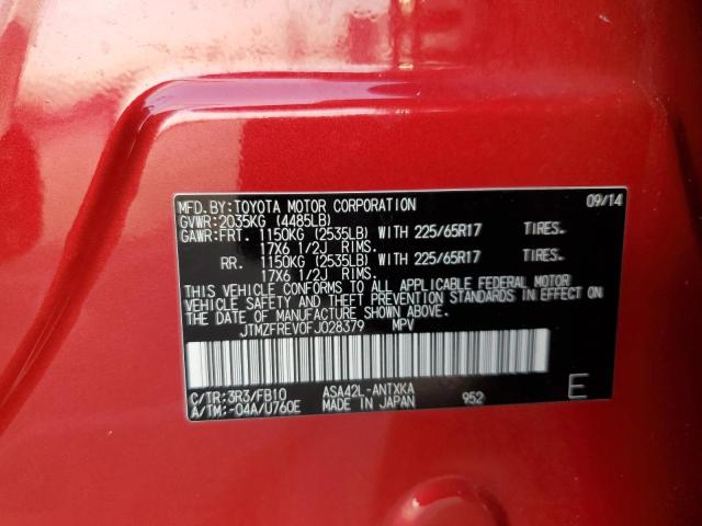 JTMZFREV0FJ028379 - 2015 TOYOTA RAV4 LE RED photo 13