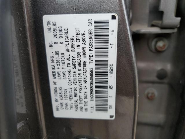 1HGCM66536A058583 - 2006 HONDA ACCORD EX GRAY photo 12