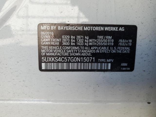 5UXKS4C57G0N15071 - 2016 BMW X5 XDRIVE35D WHITE photo 13