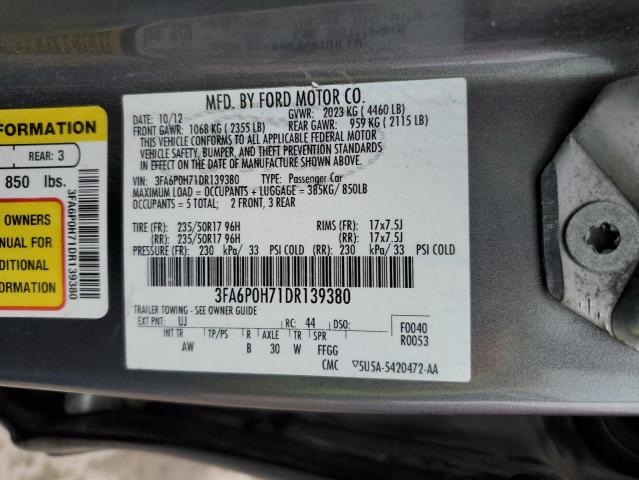 3FA6P0H71DR139380 - 2013 FORD FUSION SE CHARCOAL photo 12