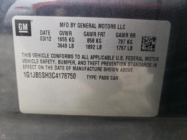 1G1JB5SH3C4178750 - 2012 CHEVROLET SONIC LS 灰色 照片 12