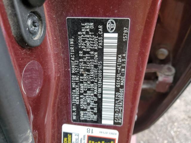 4T1BK1EB4EU091675 - 2014 TOYOTA AVALON BASE Qırmızı foto 12