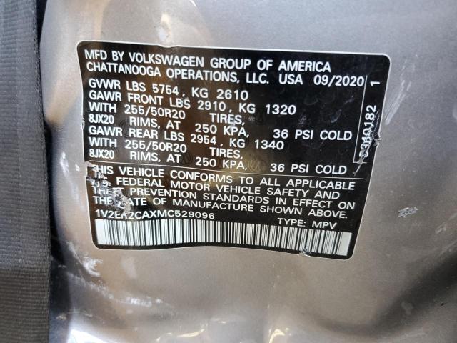 1V2ER2CAXMC529096 - 2021 VOLKSWAGEN ATLAS SEL SILVER photo 13