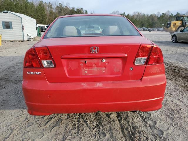 1HGES16385L017689 - 2005 HONDA CIVIC DX VP RED photo 6