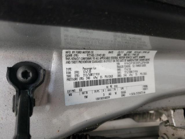 1FADP3K2XFL279158 - 2015 FORD FOCUS SE SILVER photo 12