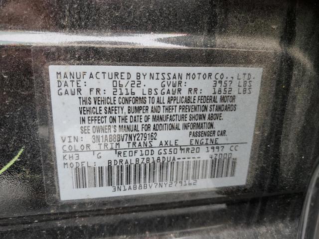 3N1AB8BV7NY279162 - 2022 NISSAN SENTRA S BLACK photo 12