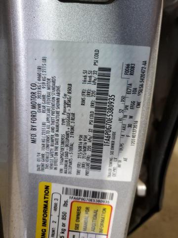 1FA6P0G70E5380935 - 2014 FORD FUSION S SILVER photo 12