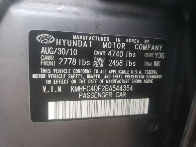 KMHFC4DF2BA544354 - 2011 HYUNDAI AZERA GLS GRAY photo 12