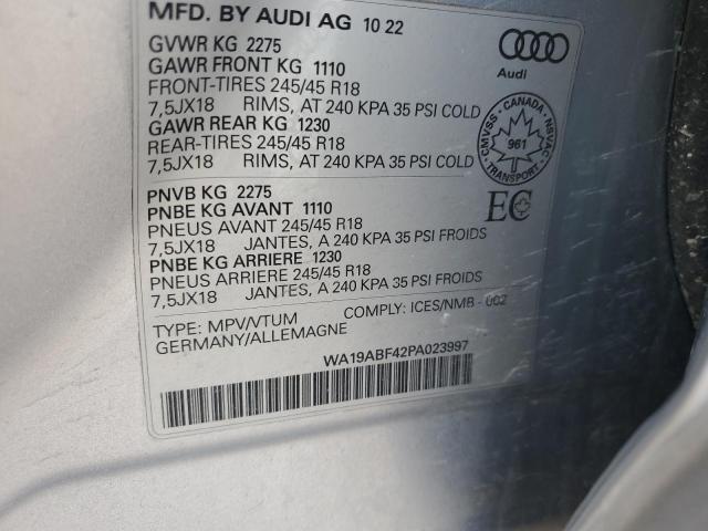 WA19ABF42PA023997 - 2023 AUDI A4 ALLROAD PRESTIGE SILVER photo 13