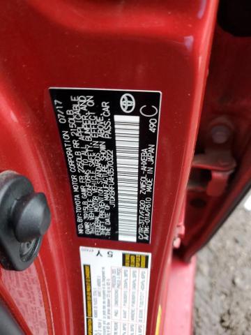 JTDKBRFU4H3570322 - 2017 TOYOTA PRIUS RED photo 12