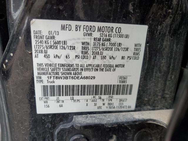 1FT8W3BT6DEA68029 - 2013 FORD F350 SUPER DUTY BLACK photo 12