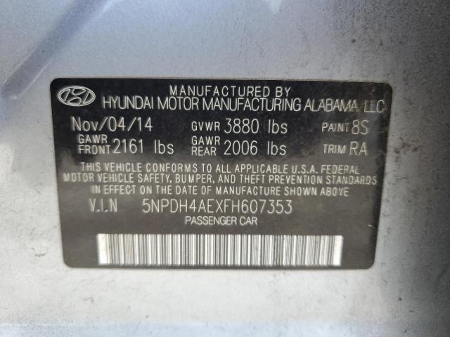 5NPDH4AEXFH607353 - 2015 HYUNDAI ELANTRA SE SILVER photo 12