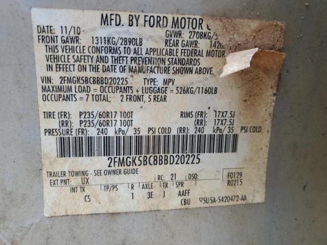 2FMGK5BC8BBD20225 - 2011 FORD FLEX SE SILVER photo 14