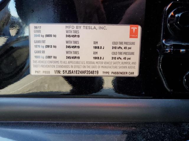 5YJSA1E24HF204819 - 2017 TESLA MODEL S 黑色 照片 12