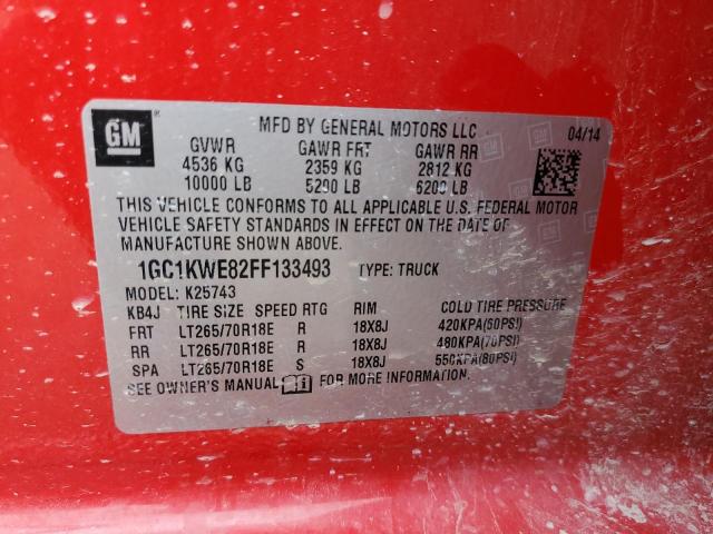 1GC1KWE82FF133493 - 2015 CHEVROLET SILVERADO K2500 HEAVY DUTY LTZ RED photo 12