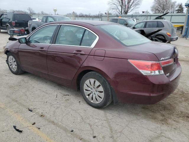 1HGCP2F3XCA178570 - 2012 HONDA ACCORD LX MAROON photo 2