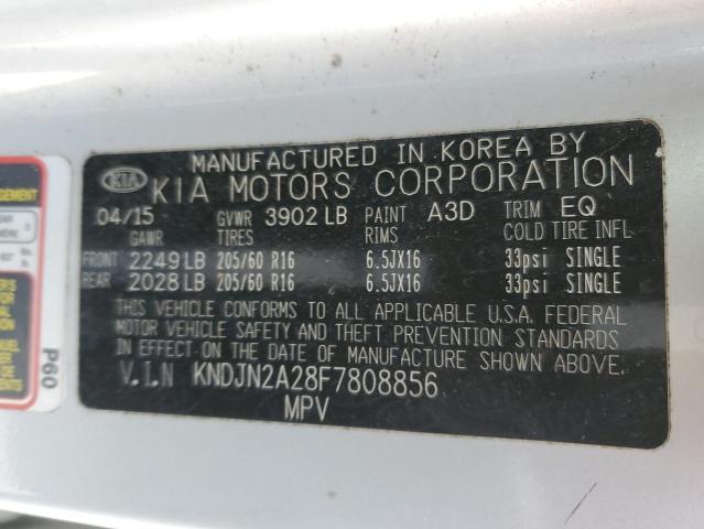 KNDJN2A28F7808856 - 2015 KIA SOUL SILVER photo 12