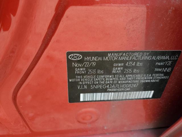 5NPEG4JA7LH008247 - 2020 HYUNDAI SONATA SE RED photo 12