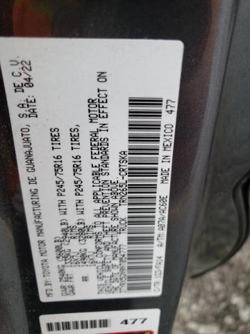 3TYRX5GN9NT054777 - 2022 TOYOTA TACOMA ACCESS CAB ნაცრისფერი ფოტო 12