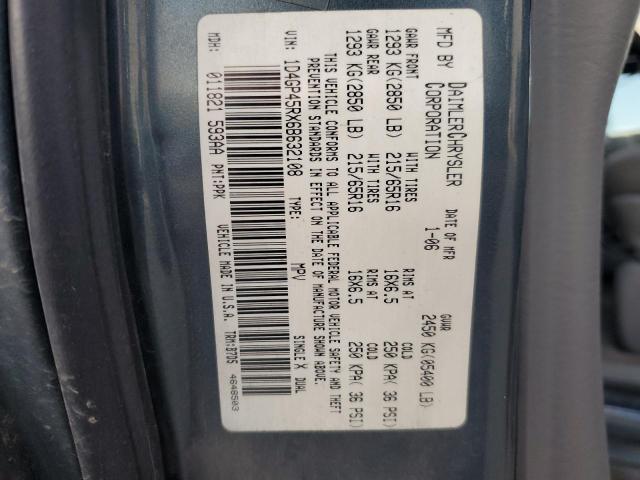 1D4GP45RX6B632108 - 2006 DODGE CARAVAN SXT BLUE photo 14