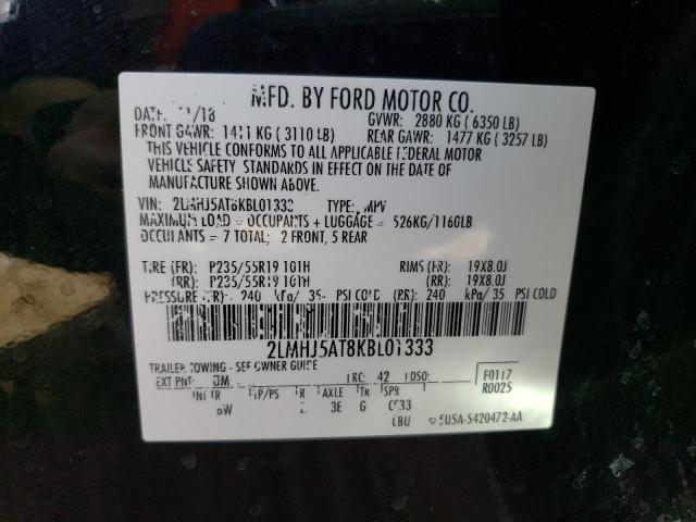 2LMHJ5AT8KBL01333 - 2019 LINCOLN MKT BLACK photo 14