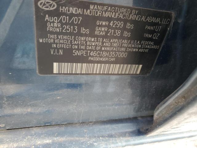 5NPET46C18H357000 - 2008 HYUNDAI SONATA GLS BLUE photo 12