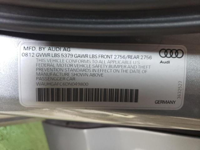 WAUHGAFC6DN049800 - 2013 AUDI A6 PRESTIGE ვერცხლისფერი ფოტო 12