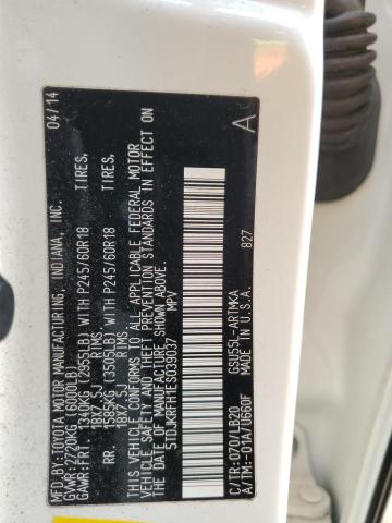 5TDJKRFH1ES039037 - 2014 TOYOTA HIGHLANDER XLE 白色 照片 14