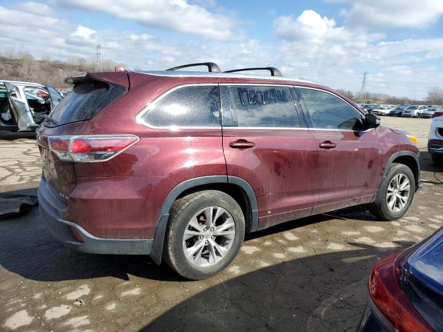 5TDJKRFH6ES054181 - 2014 TOYOTA HIGHLANDER XLE 栗色 照片 3