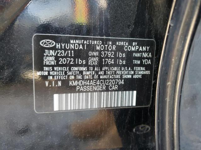 KMHDH4AE4CU220794 - 2012 HYUNDAI ELANTRA GLS BLACK photo 12