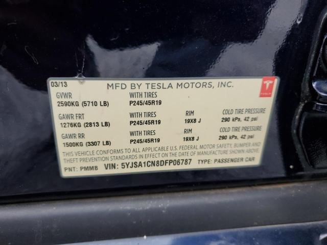 5YJSA1CN8DFP06787 - 2013 TESLA MODEL S BLUE photo 12