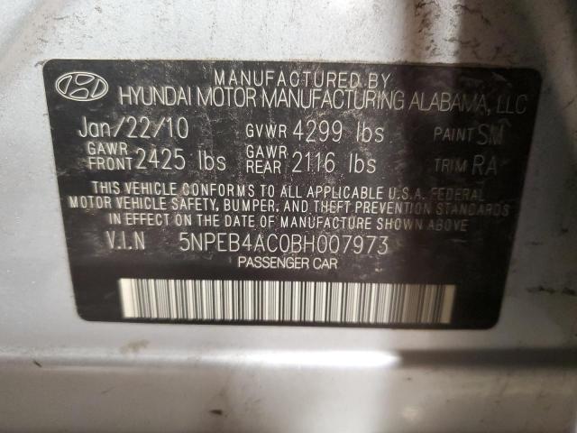 5NPEB4AC0BH007973 - 2011 HYUNDAI SONATA GLS SILVER photo 12