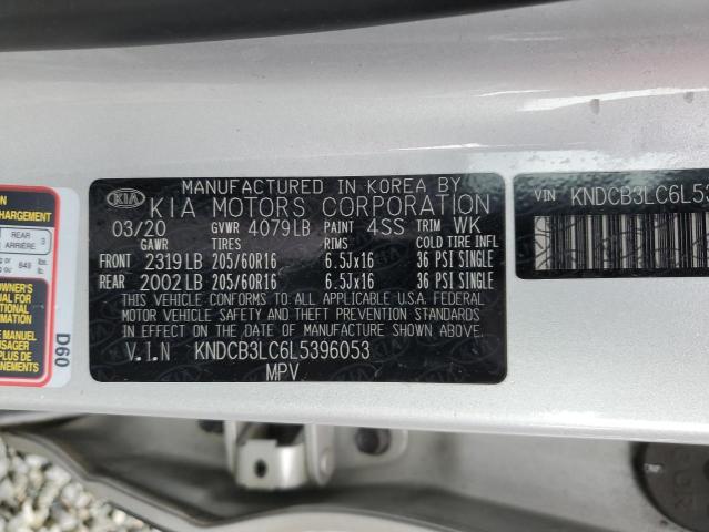 KNDCB3LC6L5396053 - 2020 KIA NIRO LX SILVER photo 12