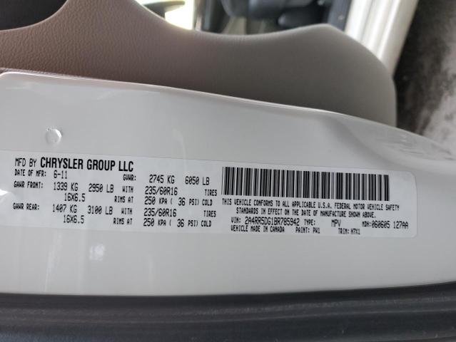 2A4RR5DG1BR785942 - 2011 CHRYSLER TOWN & COU TOURING WHITE photo 14