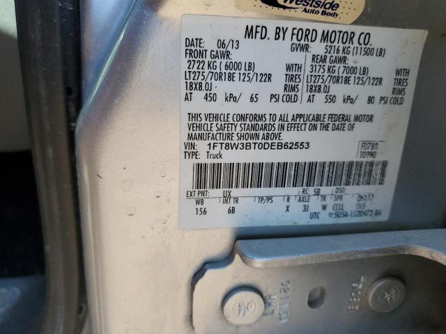 1FT8W3BT0DEB62553 - 2013 FORD F350 SUPER DUTY SILVER photo 12