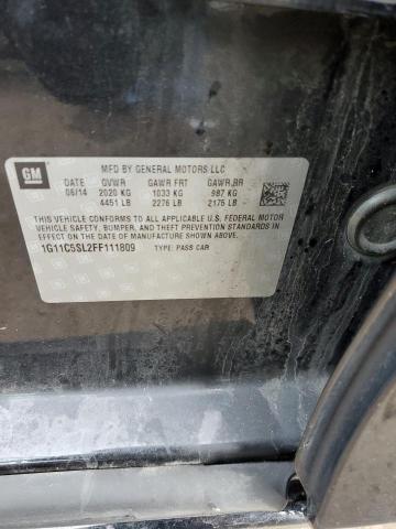 1G11C5SL2FF111809 - 2015 CHEVROLET MALIBU 1LT BLACK photo 12