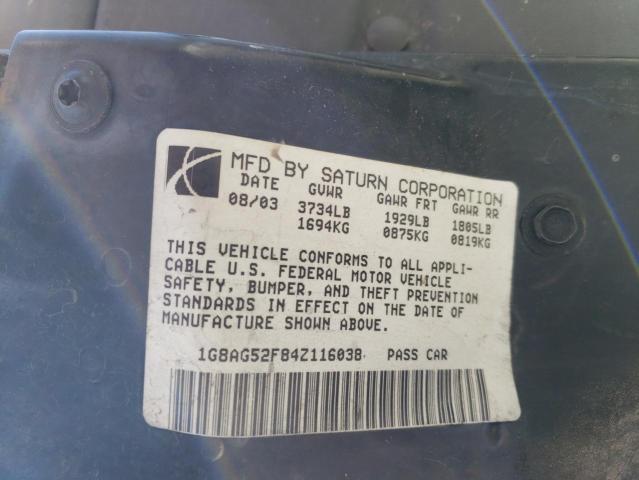 1G8AG52F84Z116038 - 2004 SATURN ION LEVEL 1 GRAY photo 12