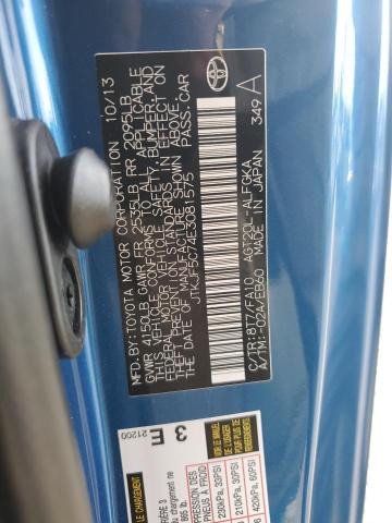 JTKJF5C74E3081575 - 2014 TOYOTA SCION TC ლურჯი ფოტო 12