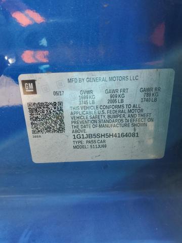 1G1JB5SH5H4164081 - 2017 CHEVROLET SONIC LS BLUE photo 12